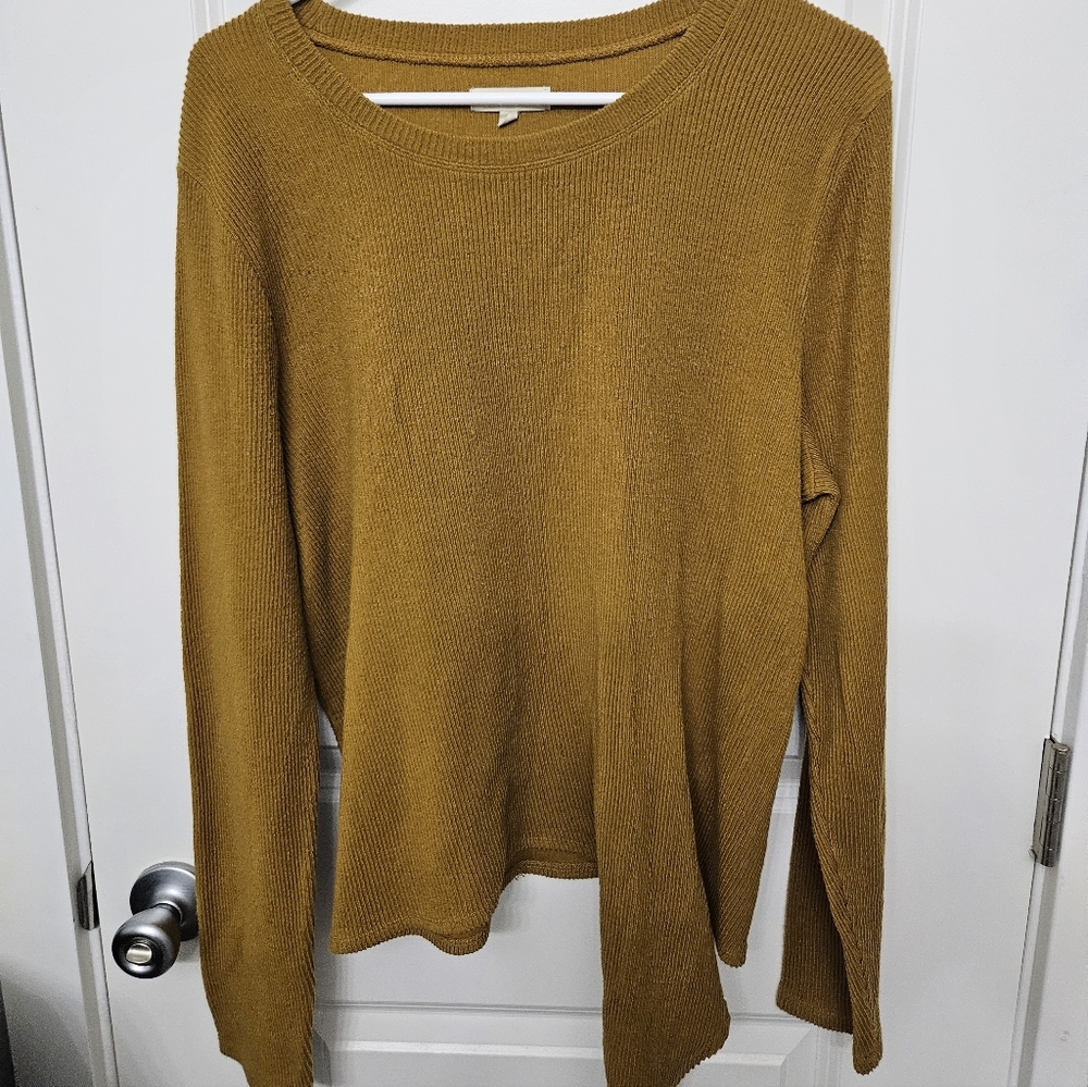 Madewell Mustard Ribbed Long Sleeve Tee